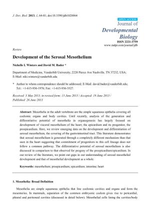 Development of the Serosal Mesothelium