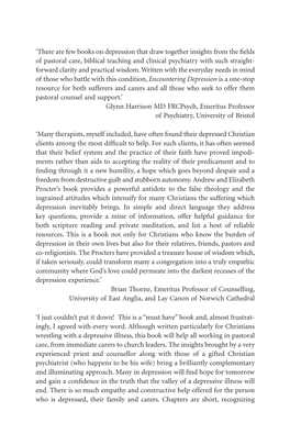 There Are Few Books on Depression That Draw Together Insights from the Fields of Pastoral Care, Biblical Teaching and Clinica