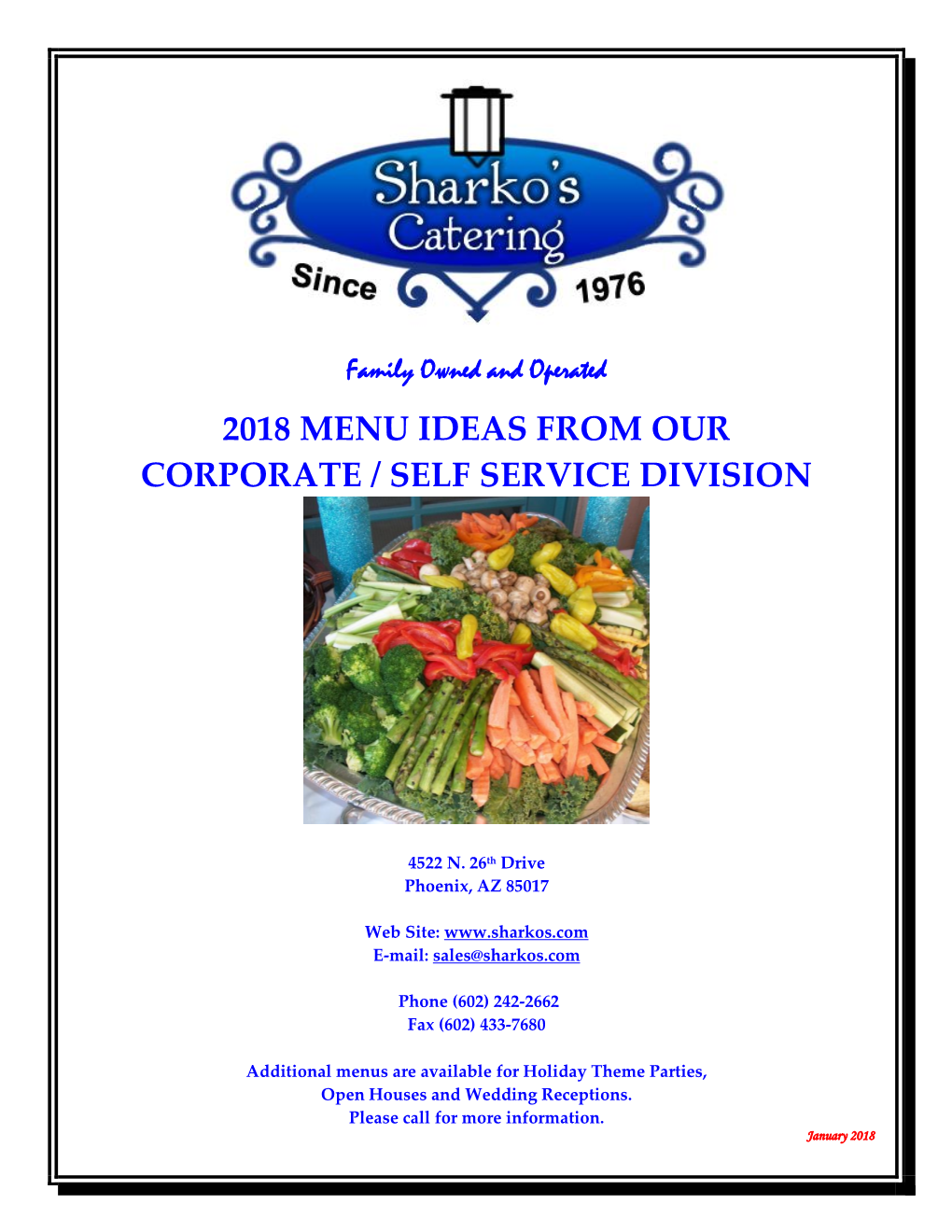 Sharko's Catering Menu