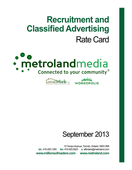 Recruitment and Classified Advertising Rate Card