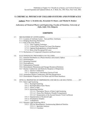 5. Chemical Physics of Colloid Systems and Interfaces