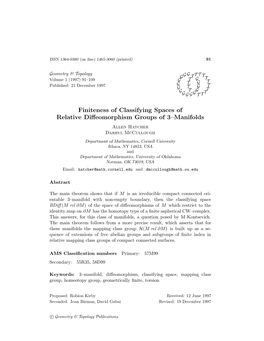 Finiteness of Classifying Spaces of Relative Diffeomorphism