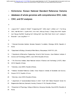 Korean National Standard Reference Variome Database Of