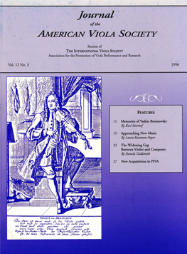 Journal of the American Viola Society Volume 12 No. 3, 1996