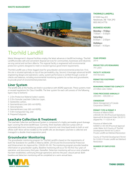 THORHILD LANDFILL 61308 Hwy 63 Newbrook, AB T0A 2P0 800.963.4776