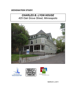 Designation Study: Charles B. Lyon House