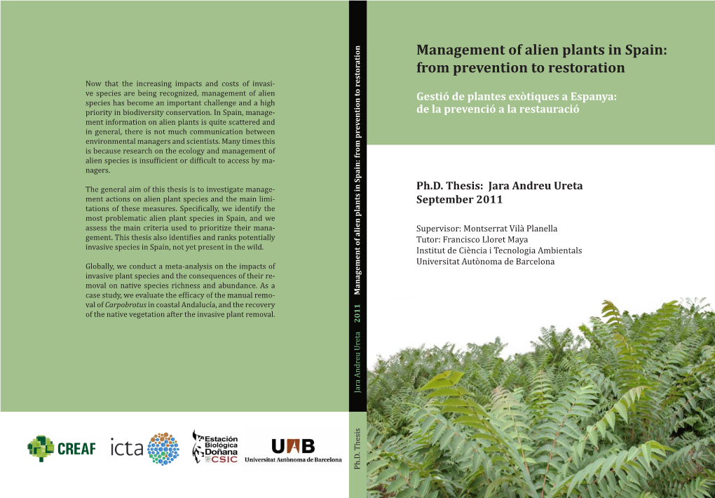 Management of Alien Plants in Spain