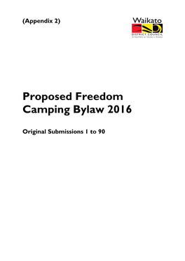 Proposed Freedom Camping Bylaw 2016