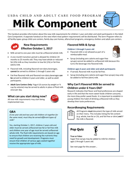 USDA Child and Adult Care Food Program Milk Component