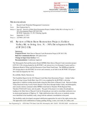 Memorandum 6E. Review of Main Stem Restoration Project; Golden