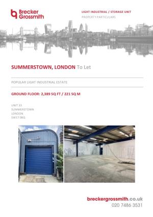 SUMMERSTOWN, LONDON to Let