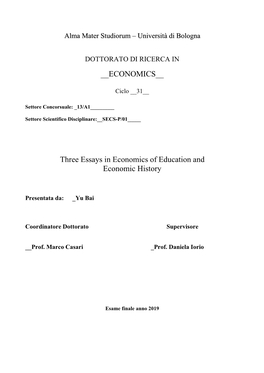 ECONOMICS__ Three Essays in Economics of Education And