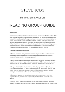 Steve Jobs Reading Group Guide