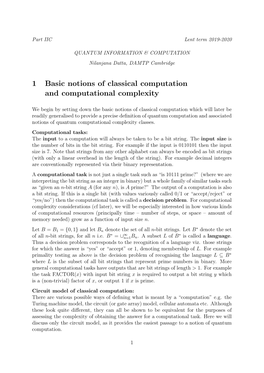 1 Basic Notions of Classical Computation and Computational Complexity