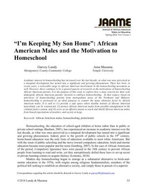 African American Males and the Motivation to Homeschool
