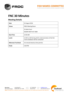 FNC 30 Minutes Meeting Details