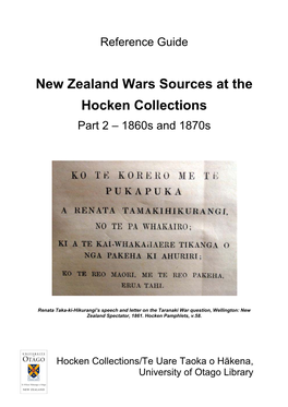 New Zealand Wars Sources at the Hocken Collections Part 2 – 1860S and 1870S