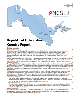 Republic of Uzbekistan Country Report Termez Table of Contents: Executive Summary