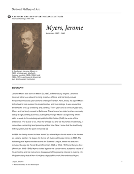 Myers, Jerome American, 1867 - 1940