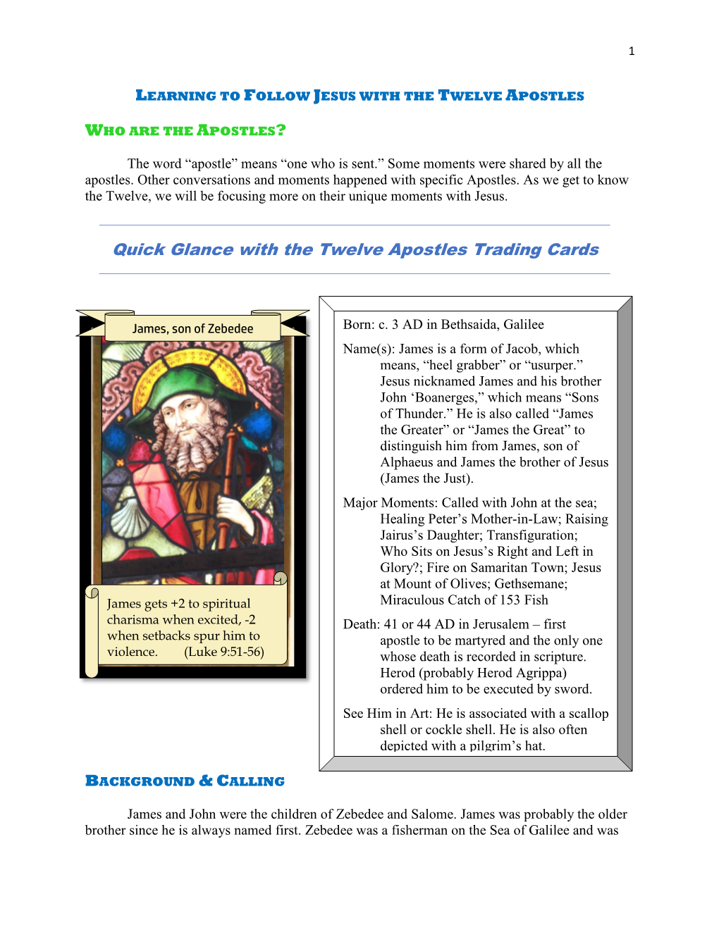 Quick Glance with the Twelve Apostles Trading Cards