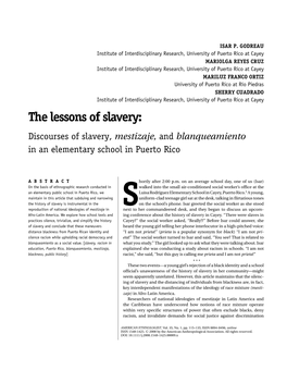 Discourses of Slavery, Mestizaje, and Blanqueamiento in an Elementary School in Puerto Rico