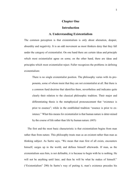 Chapter One Introduction A. Understanding Existentialism