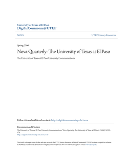 Nova Quarterly: the University of Texas at El Paso