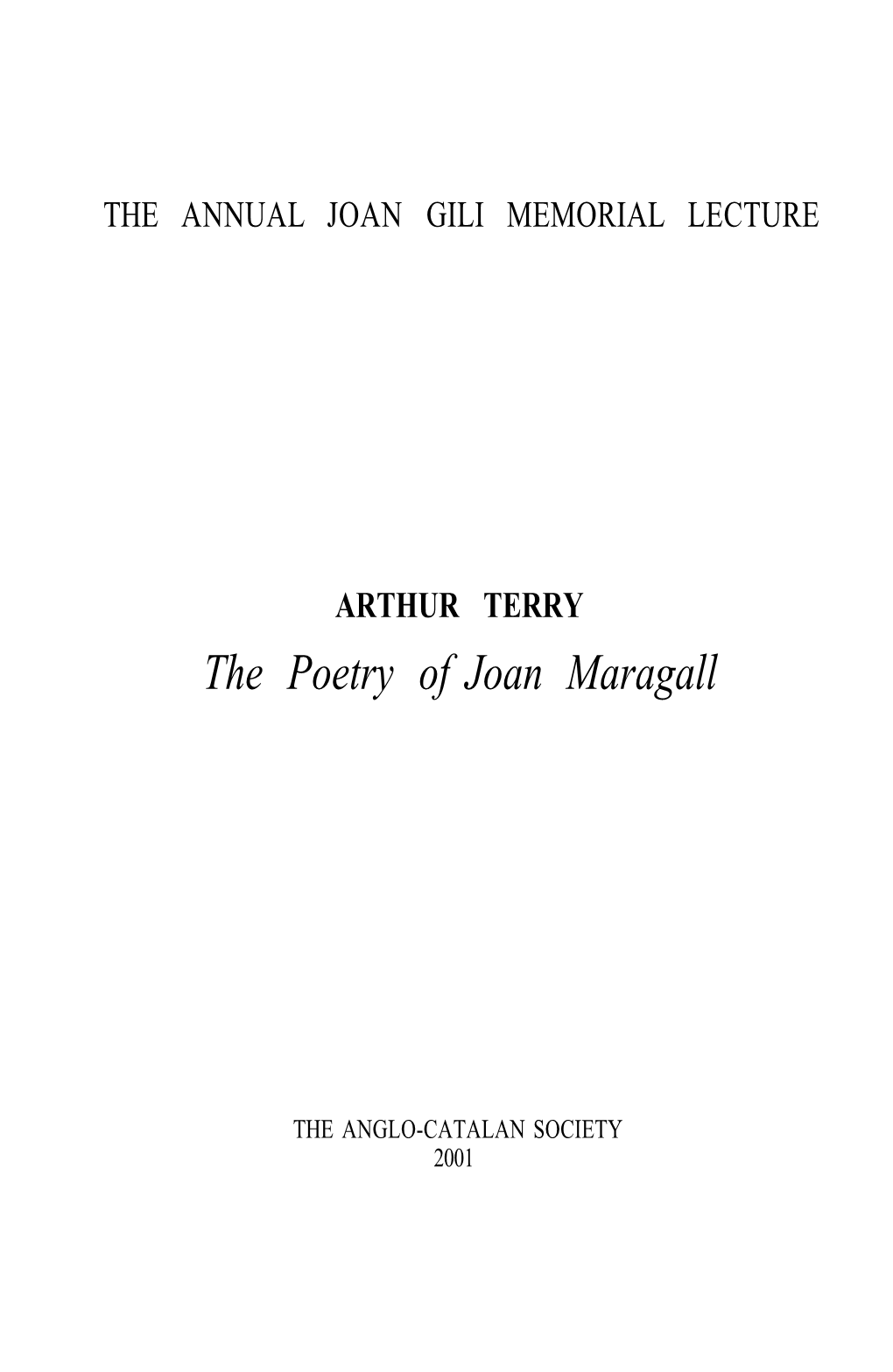 The Poetry of Joan Maragall