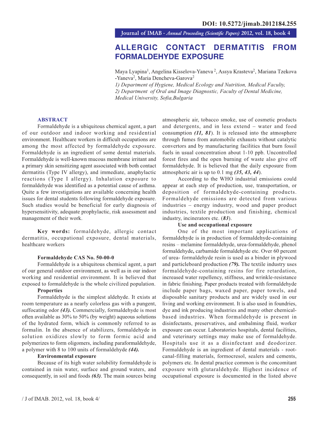 Allergic Contact Dermatitis from Formaldehyde Exposure