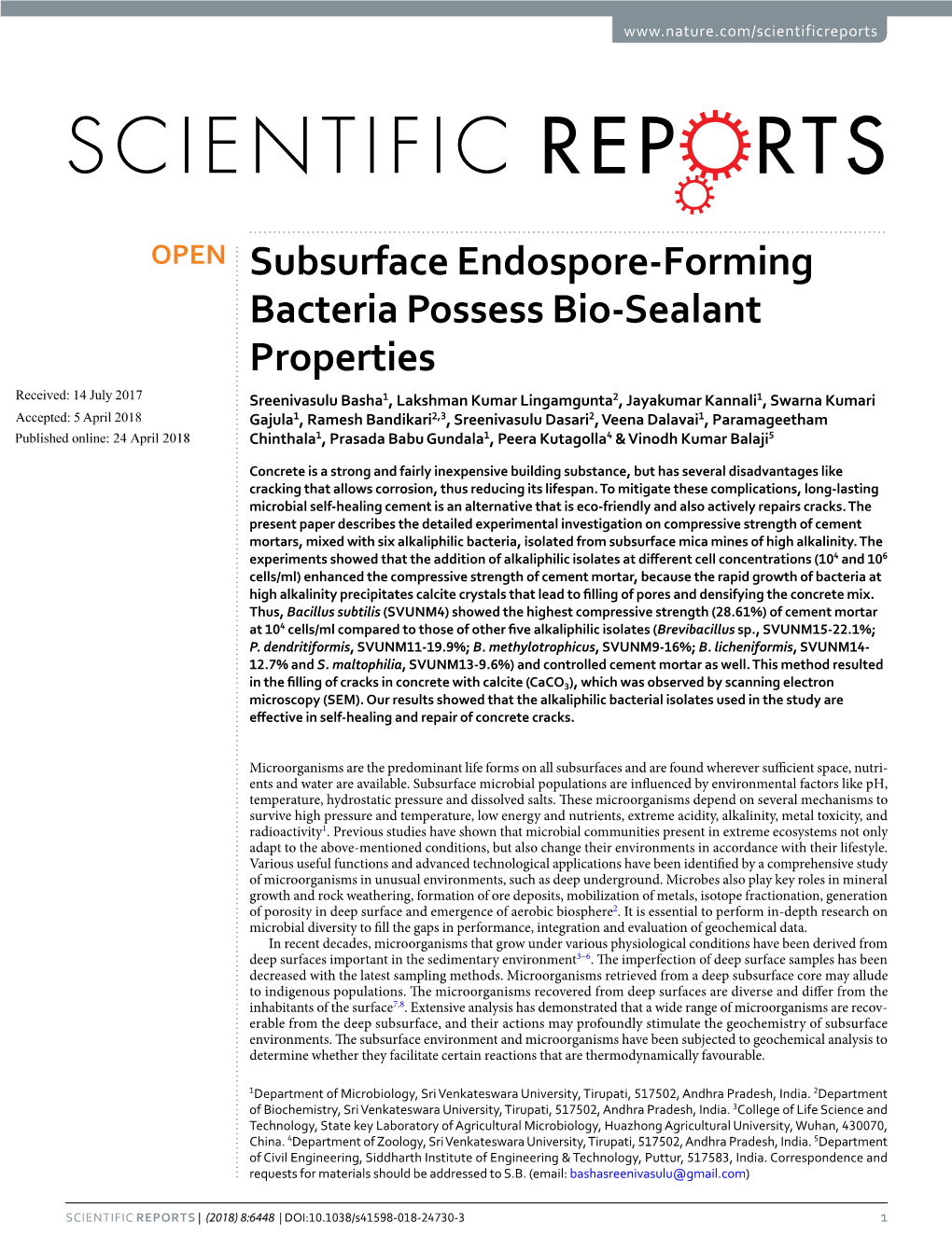 Subsurface Endospore-Forming Bacteria Possess Bio-Sealant