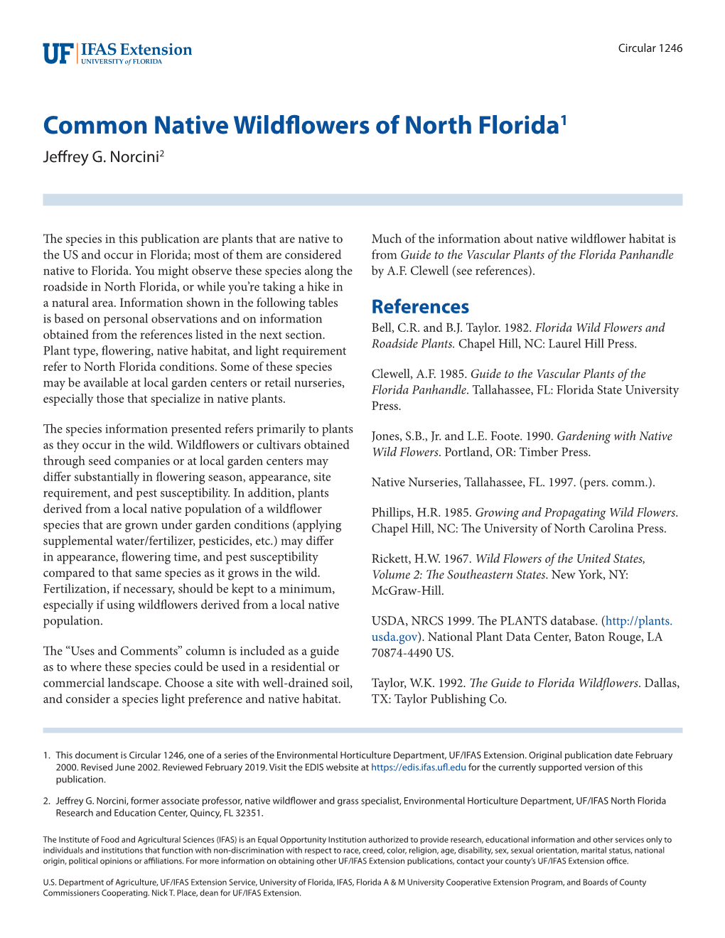 Common Native Wildflowers of North Florida1 Jeffrey G