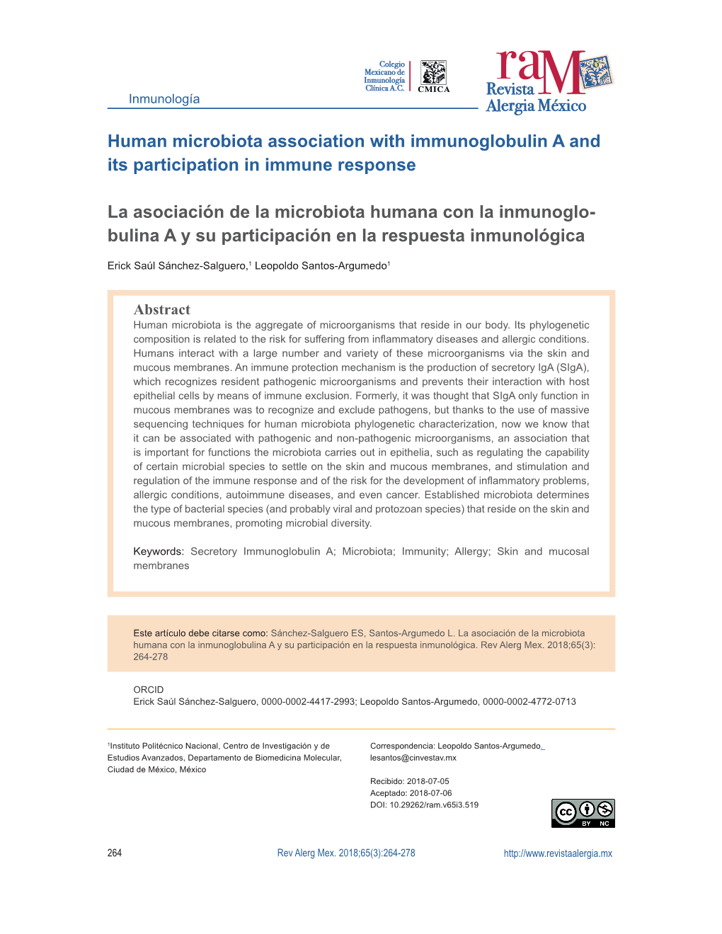 Human Microbiota Association with Immunoglobulin a and Its Participation in Immune Response La Asociación De La Microbiota Huma