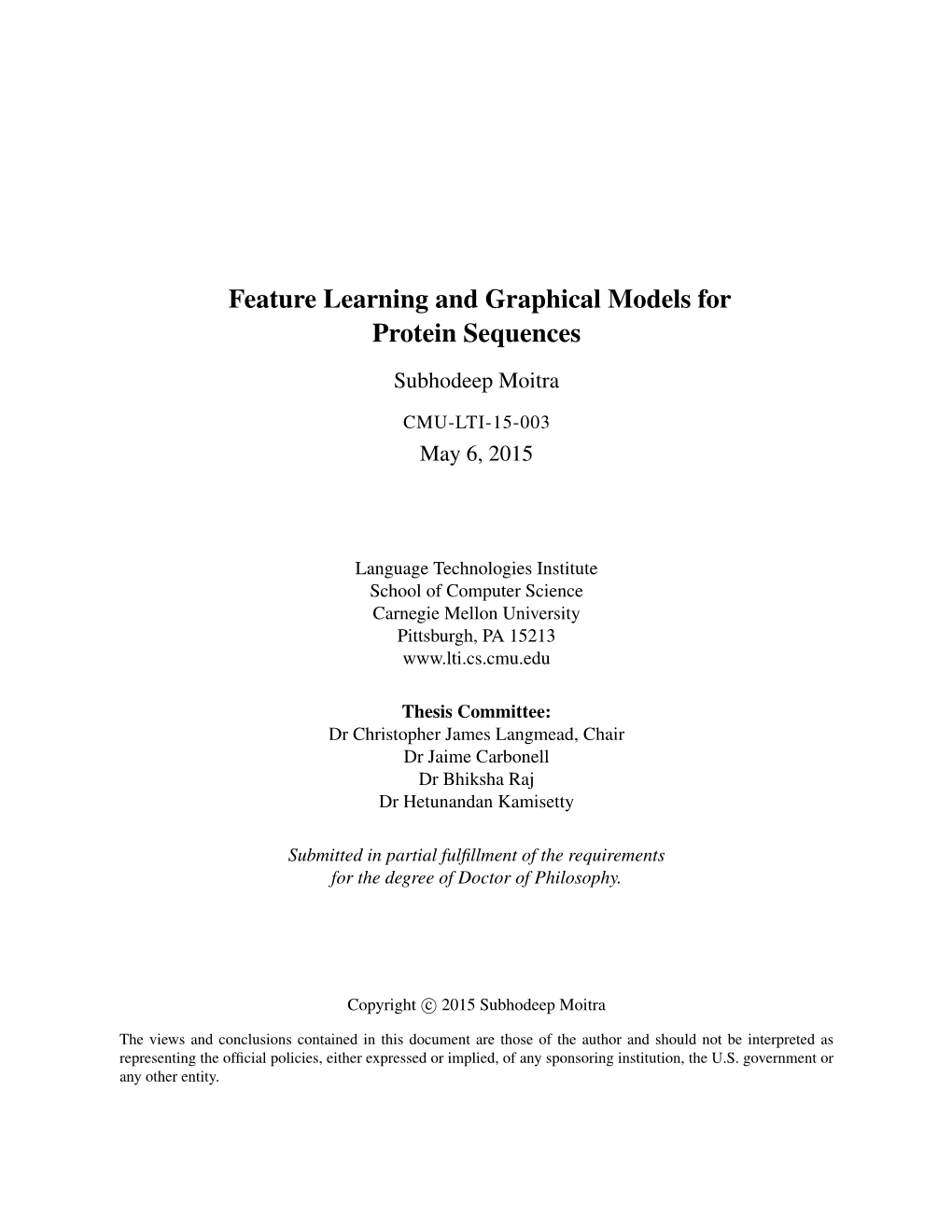 Feature Learning and Graphical Models for Protein Sequences