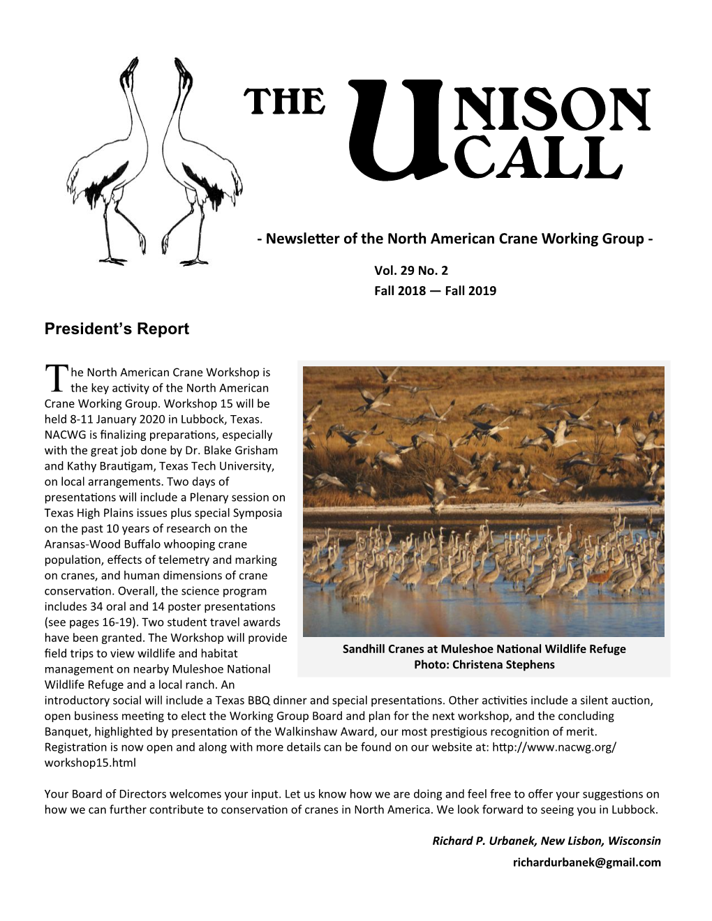 Newsletter of the North American Crane Working Group