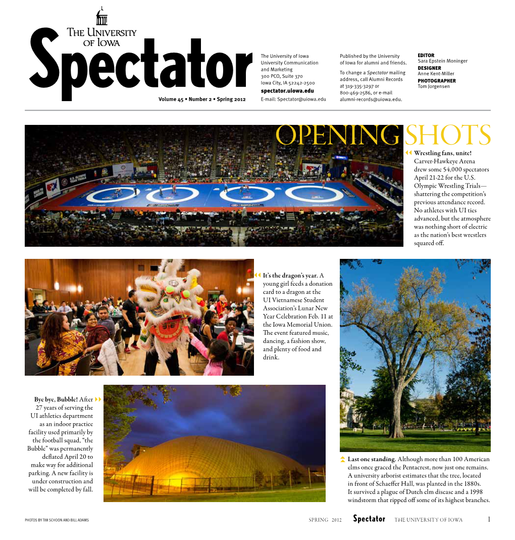 Spring 2012 E-Mail: Spectator@Uiowa.Edu Alumni-Records@Uiowa.Edu