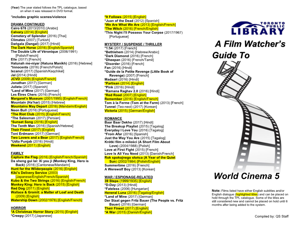 A Film Watcher's Guide to World Cinema 5