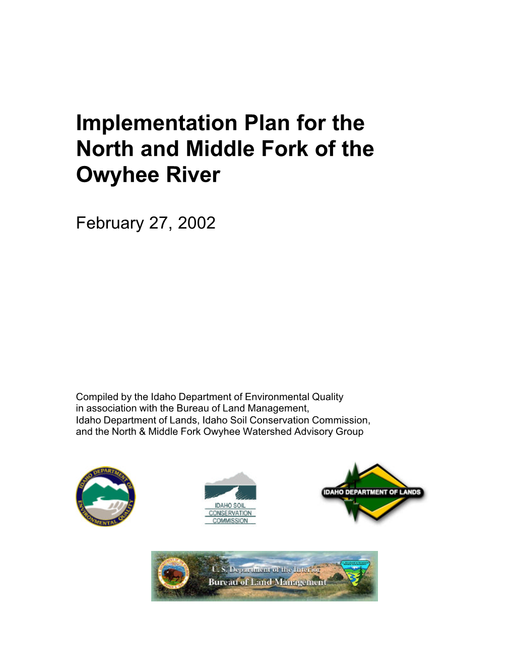 Implementation Plan for the North and Middle Fork of the Owyhee River
