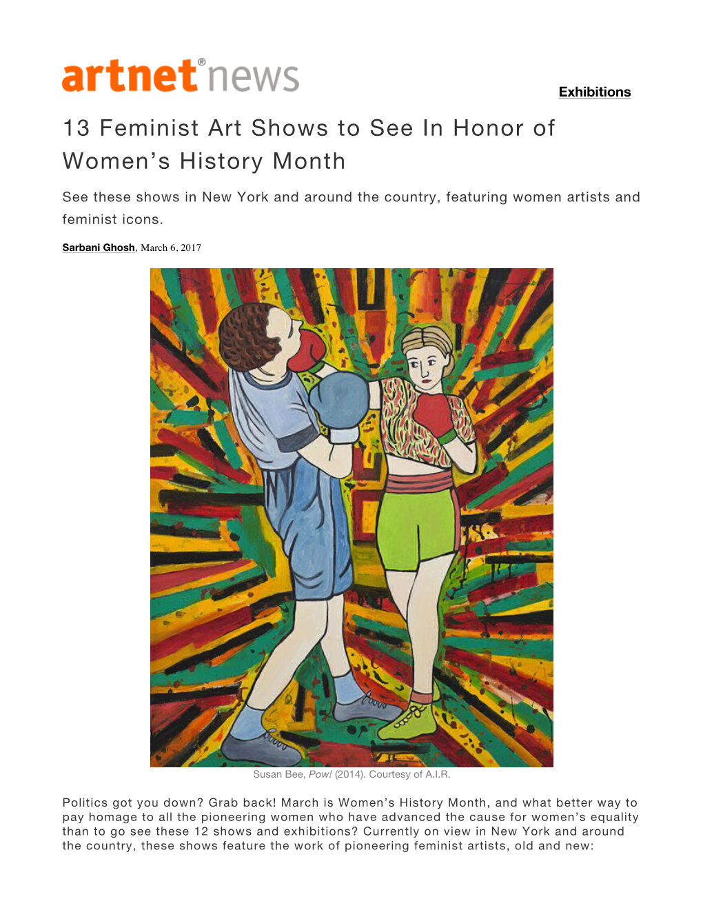 13 Feminist Art Shows to See in Honor of Women's History Month