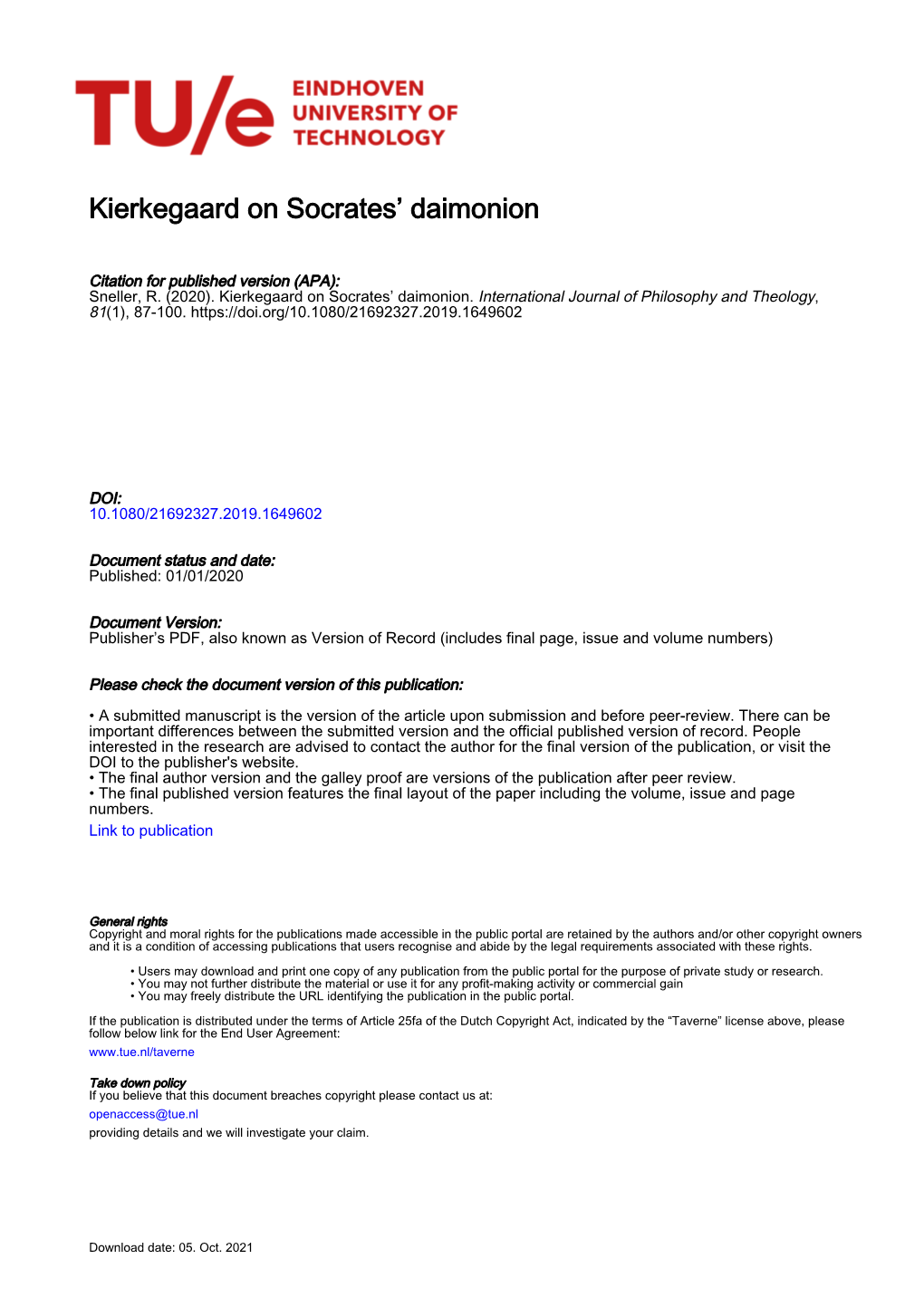 Kierkegaard on Socrates' Daimonion