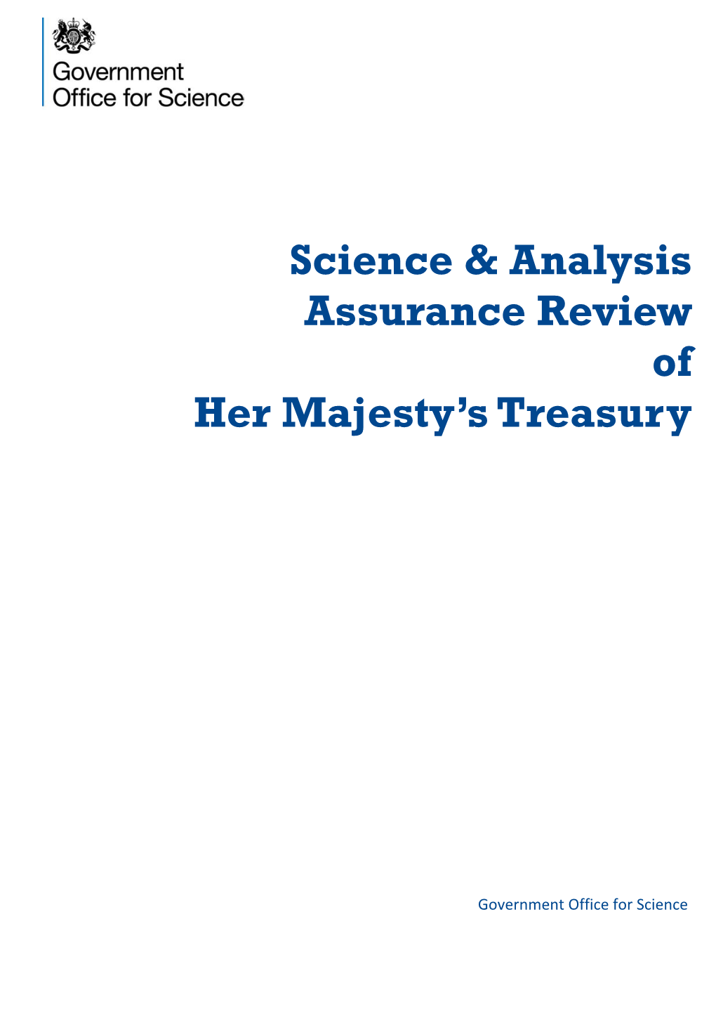 Science & Analysis Assurance Review of Her Majesty's Treasury