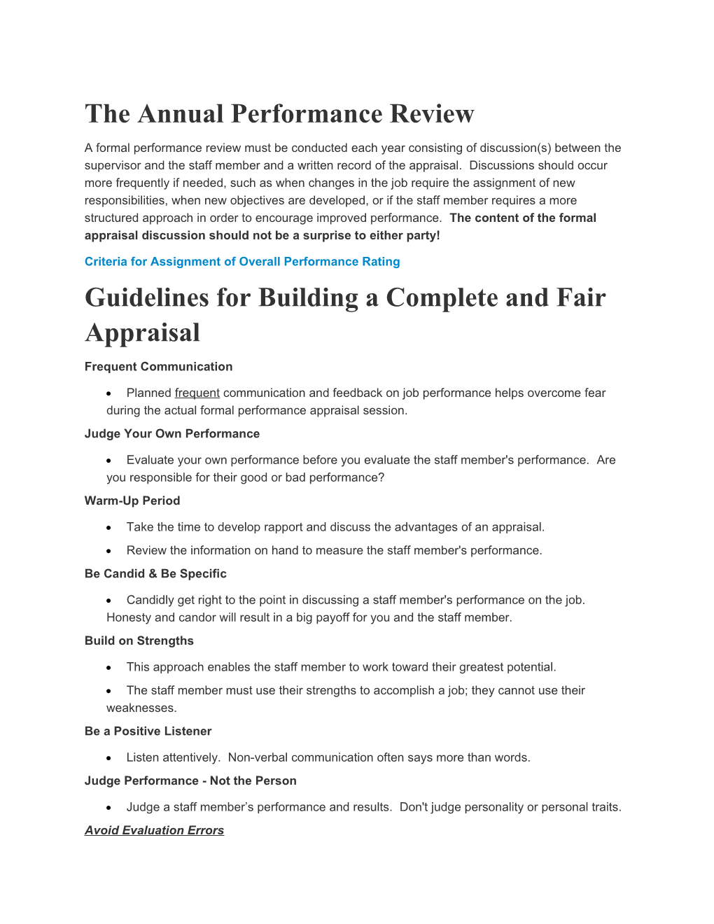 The Annual Performance Review