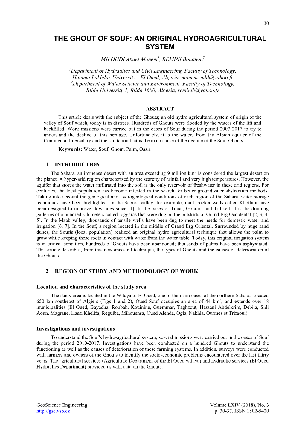 The Ghout of Souf: an Original Hydroagricultural System