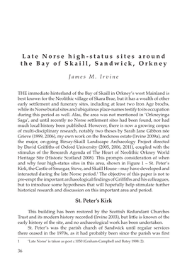 Late Norse High-Status Sites Around the Bay of Skaill, Sandwick, Orkney