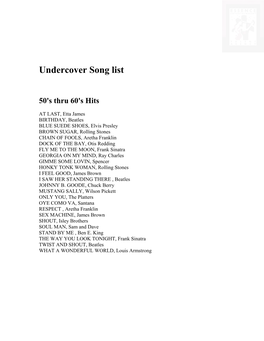 Undercover Song List
