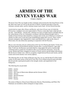 ARMIES of the SEVEN YEARS WAR © Frank A