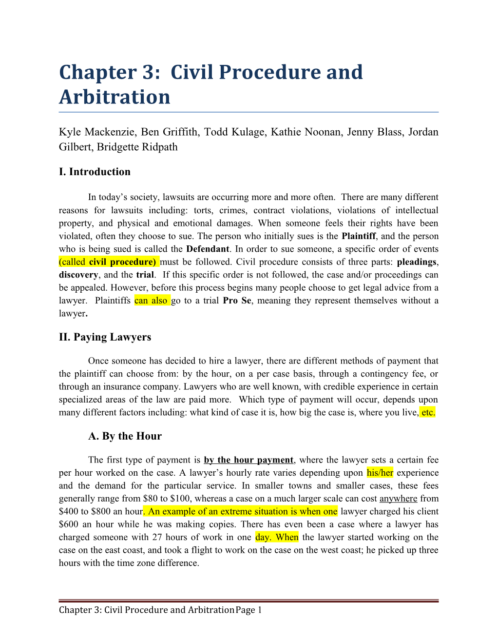 Chapter 3: Civil Procedure and Arbitration