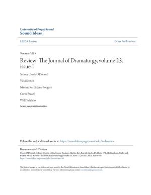 Review: the Journal of Dramaturgy, Volume 23, Issue 1