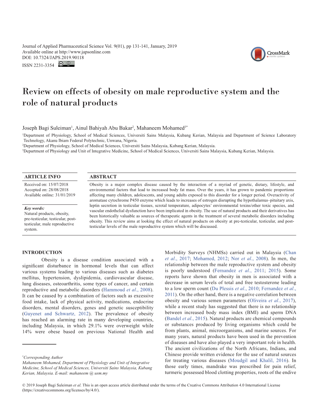 Review on Effects of Obesity on Male Reproductive System and the Role of Natural Products