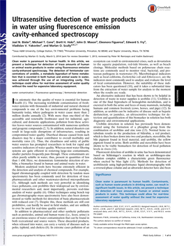 Ultrasensitive Detection of Waste Products in Water Using Fluorescence Emission Cavity-Enhanced Spectroscopy