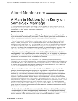 John Kerry on Same-Sex Marriage